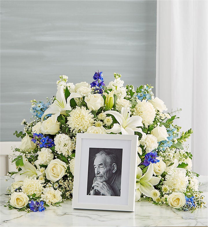 Crescent Cremation Arrangement- Blue and White